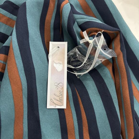 NWT Nordstrom Chelsea28 Size M Blue Brown Stripe Double Breasted Blazer Jacket - Picture 5 of 8